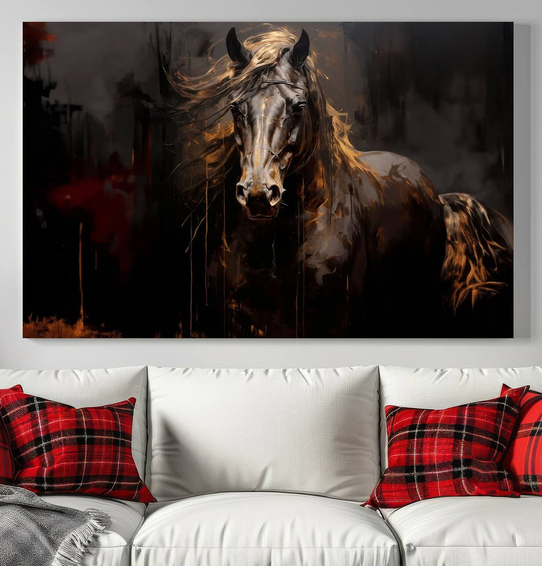 Abstract Black Horse Canvas Print | Abstract Equine Wall Art | Western Decor Print | Horse Lover Gift | Farmhouse & Cabin Wall Art