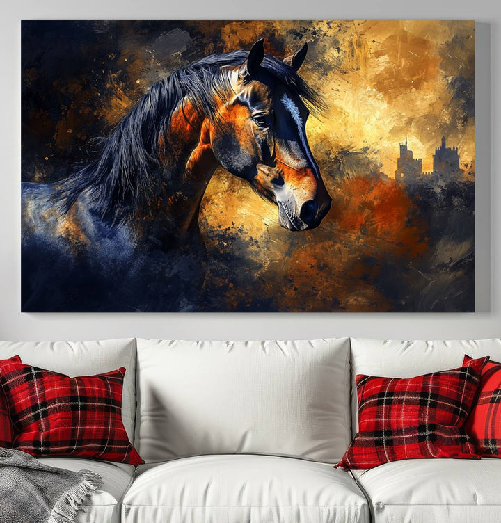 Abstract Horse Art Print - Abstract Canvas Wall Art | Perfect for Rustic Farmhouse, Modern, or Equestrian Wall Decor | Horse Lovers Home Decor