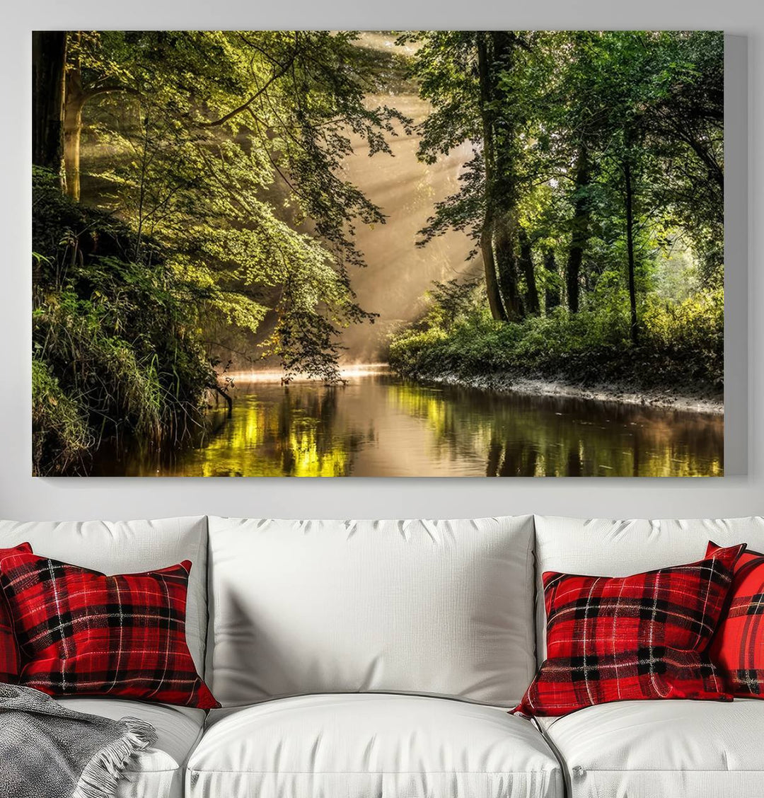 Forest River Landscape Wall Art | Ready to Hang Canvas Print | Perfect for Farmhouse Wall Decor, Cabin Wall Art, Nature-Inspired Home Décor