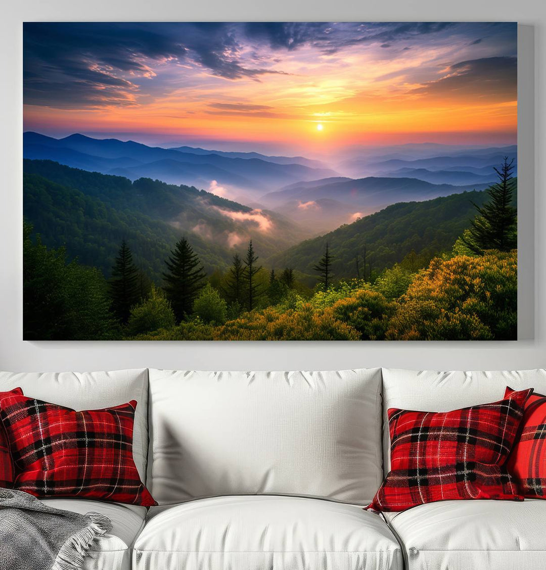 Majestic Mountain Sunrise Landscape Wall Art | Canvas Print Ready to Hang | Perfect for Farmhouse Wall Decor, Cabin Wall Art, Nature Lover’s Retreat