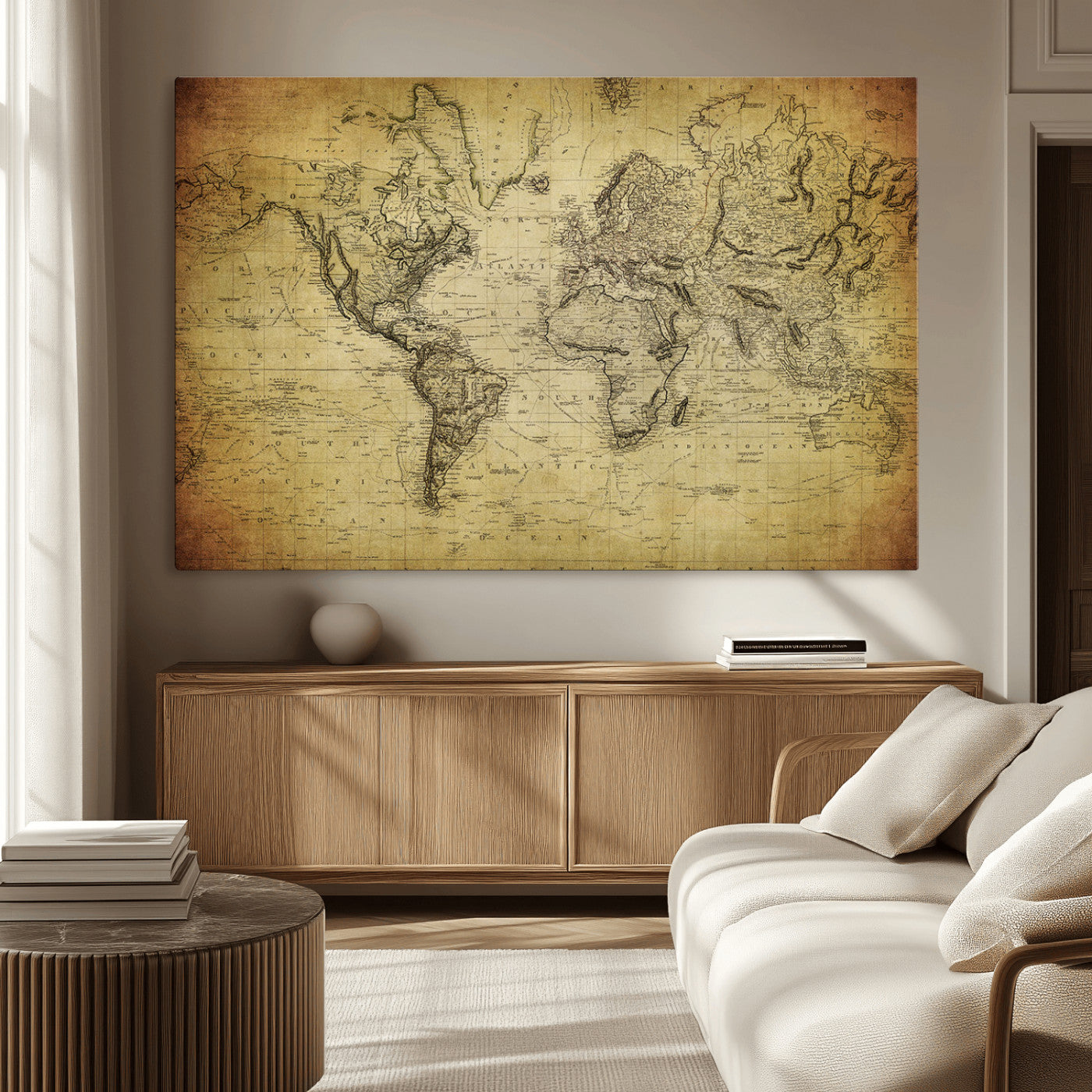 MGV-CV-36X24 - Push Pin World Map Canvas Print – Framed Wall Art for Couples to Track Their Travels – Anniversary