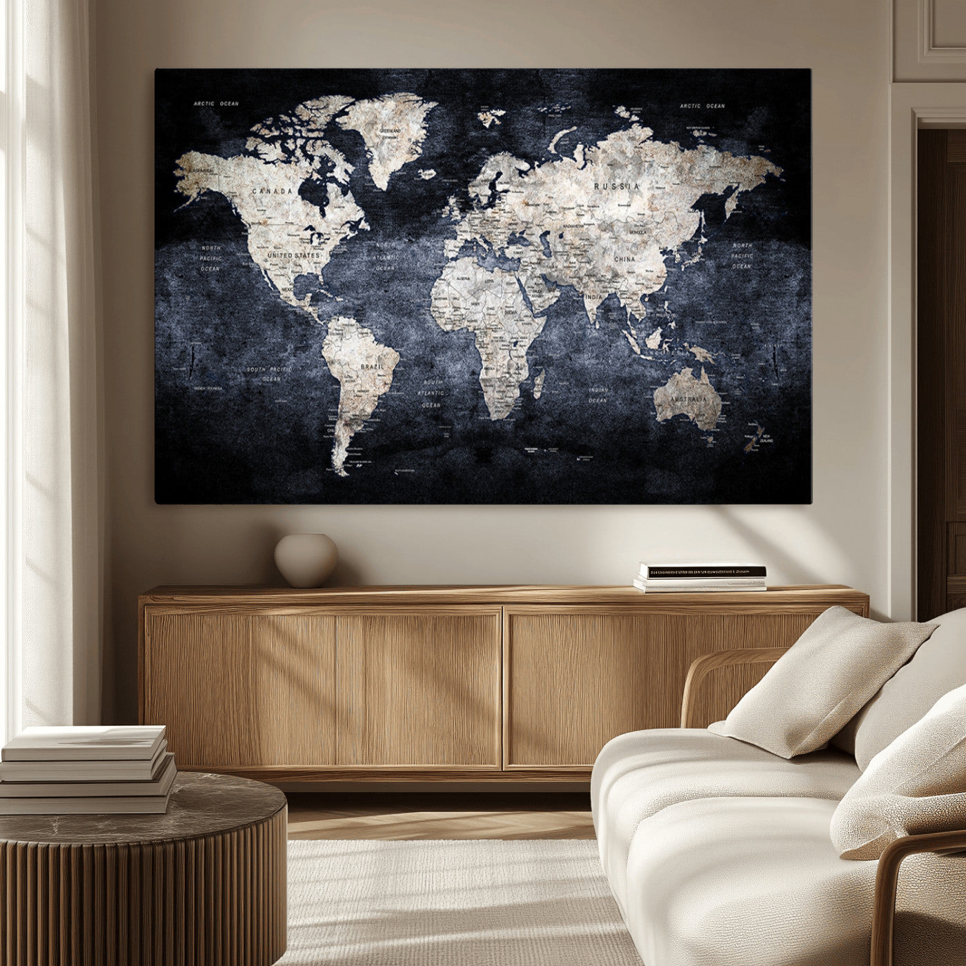 MGV-CV-36X24 - World Map Wall Art Canvas Print for Home and Office Decor
