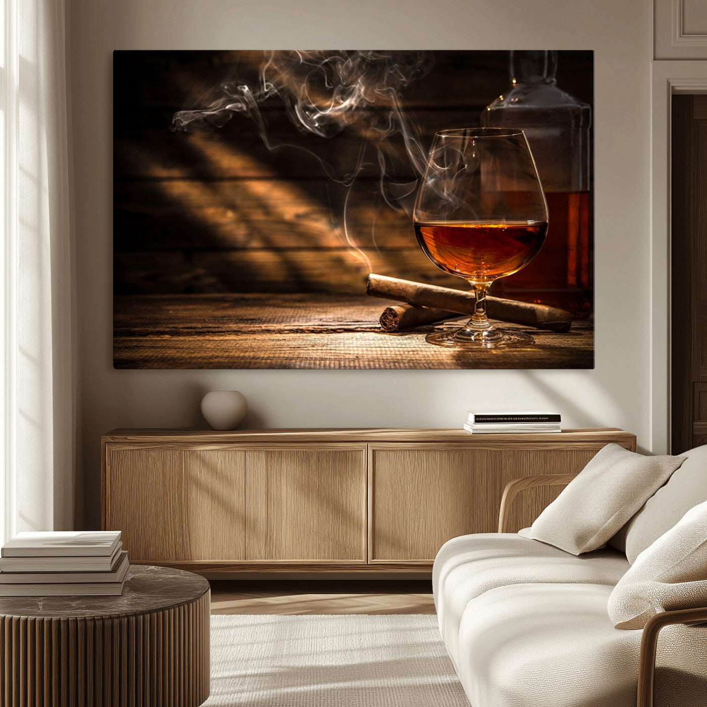MGV-CV-36X24 - Whiskey and Cigar Wall Art Canvas Print