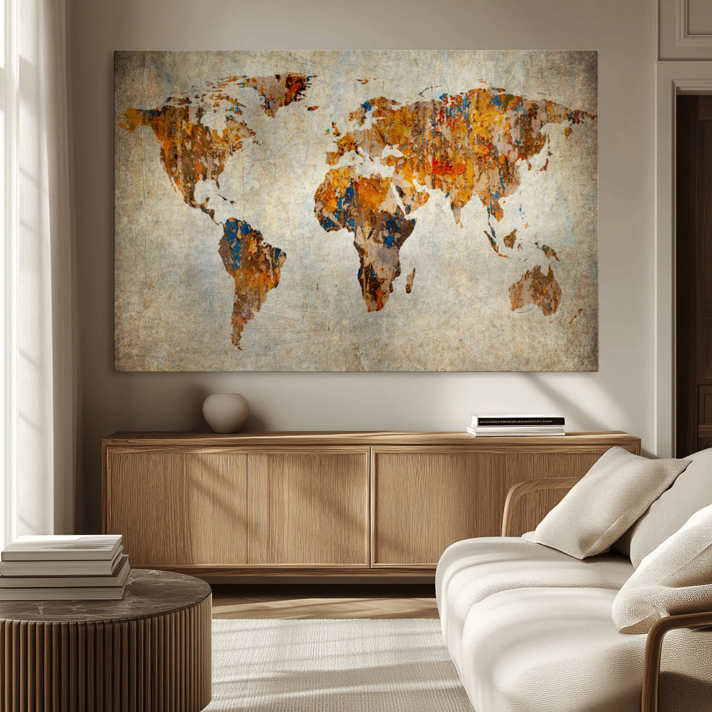 MGV-CV-36X24 - Push Pin World Map Canvas Print – Framed Wall Art for Couples to Track Their Travels – Anniversary