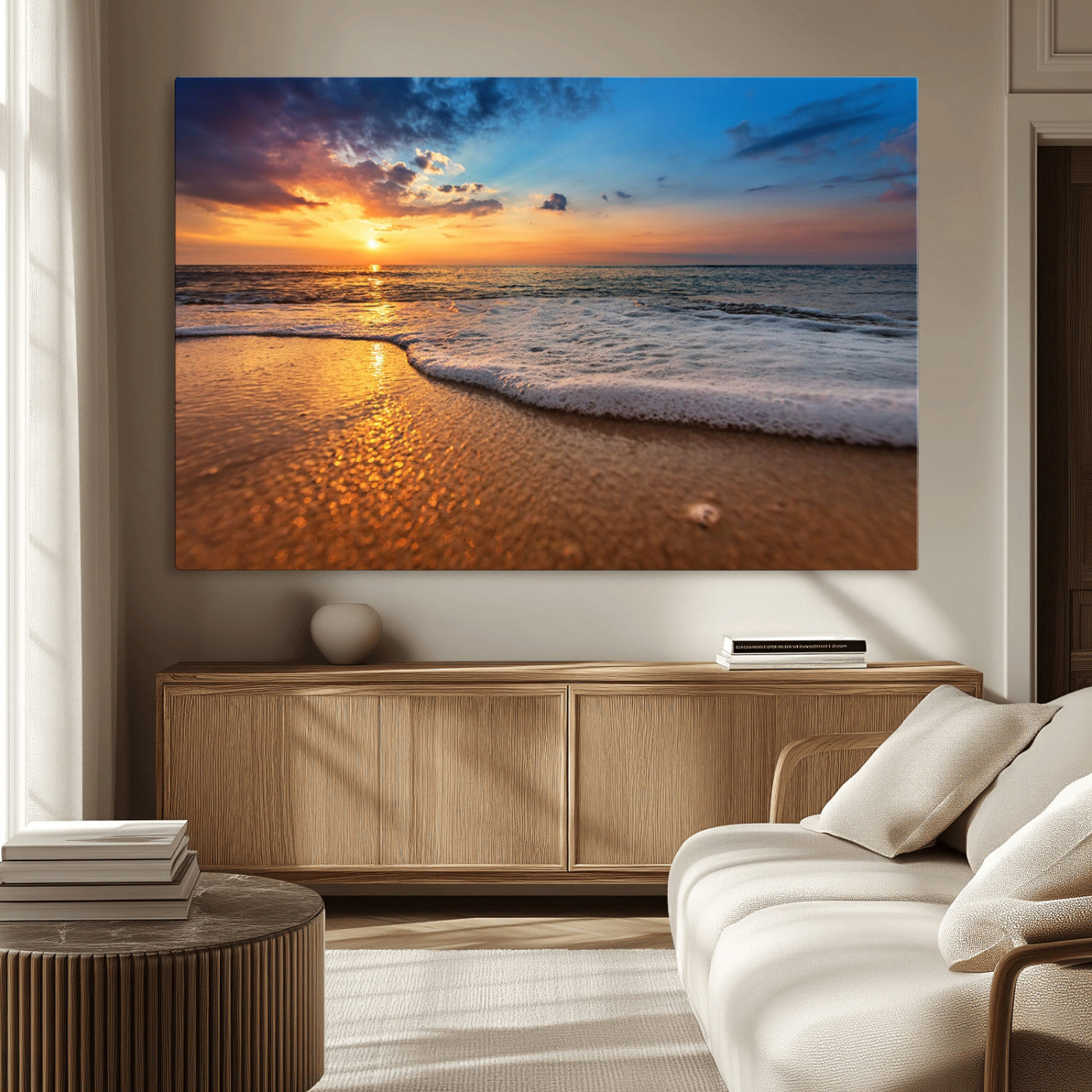 MGV-CV-36X24 - Sunset and Beach at Night Wall Art Canvas Print
