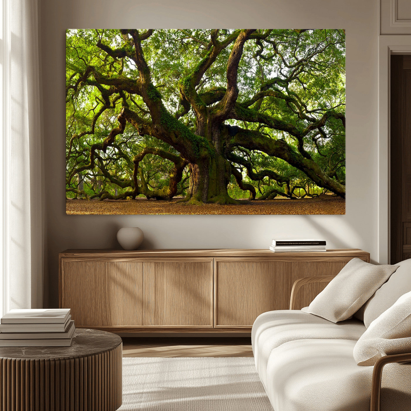 MGV-CV-36X24 - Angel Oak Tree Wall Art Canvas Print | Forest Tree Nature Photography Print on Canvas | Large