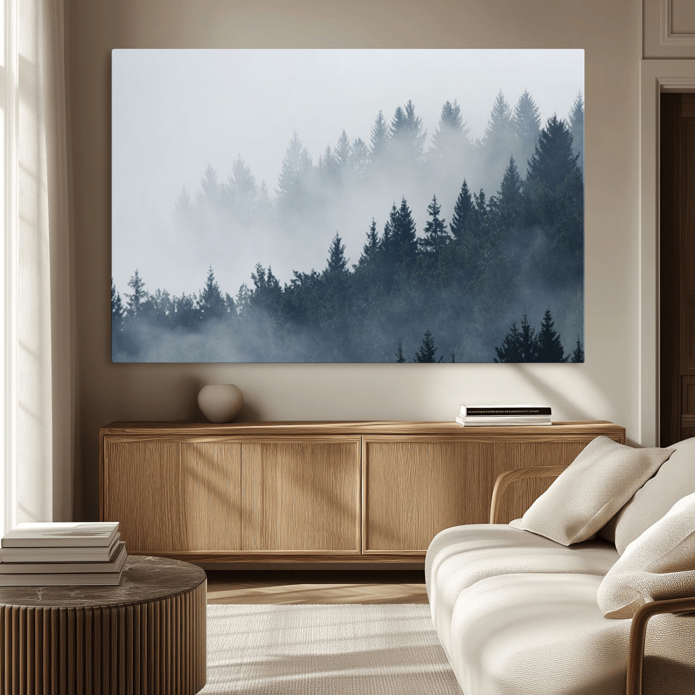 MGV-CV-36X24 - Foggy Pine Forest Wall Art Canvas Print