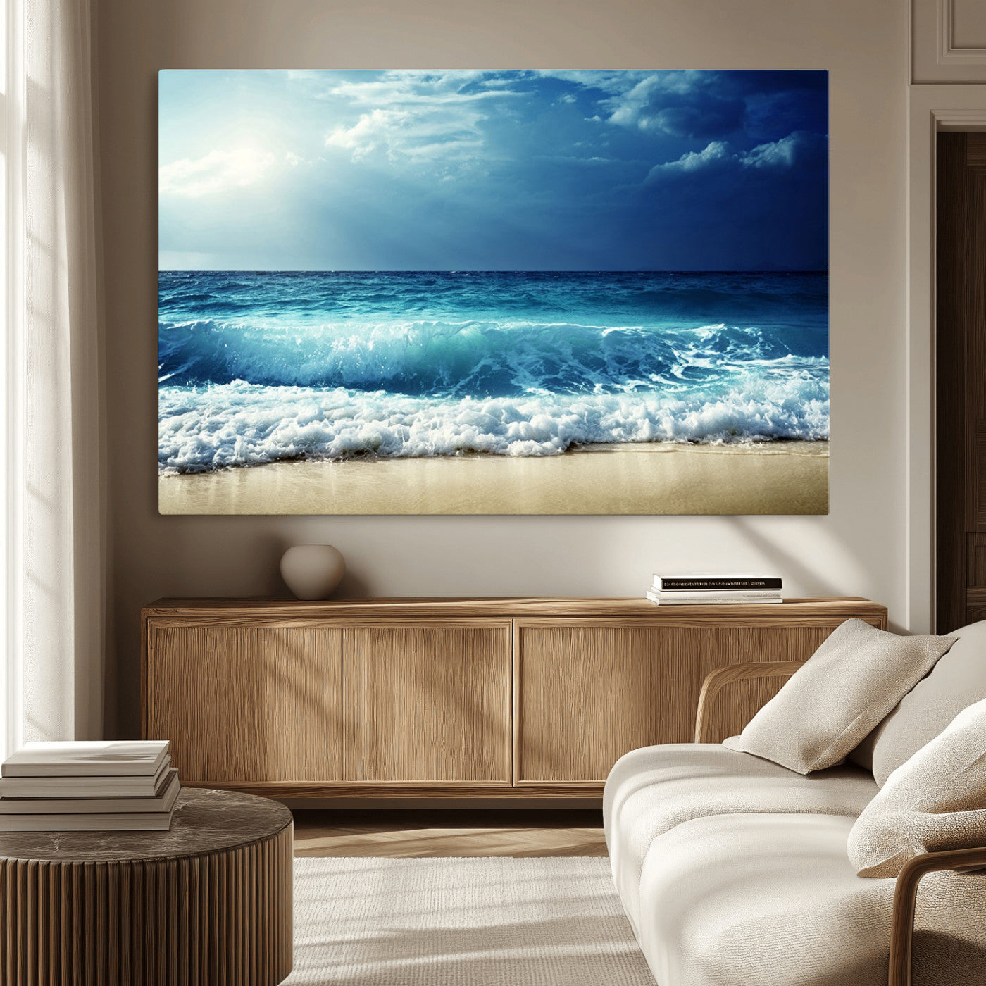 MGV-CV-36X24 - Majestic Ocean Wave Wall Art Canvas | 3 Panel Large Seascape Print for Living Room, Bedroom, Office