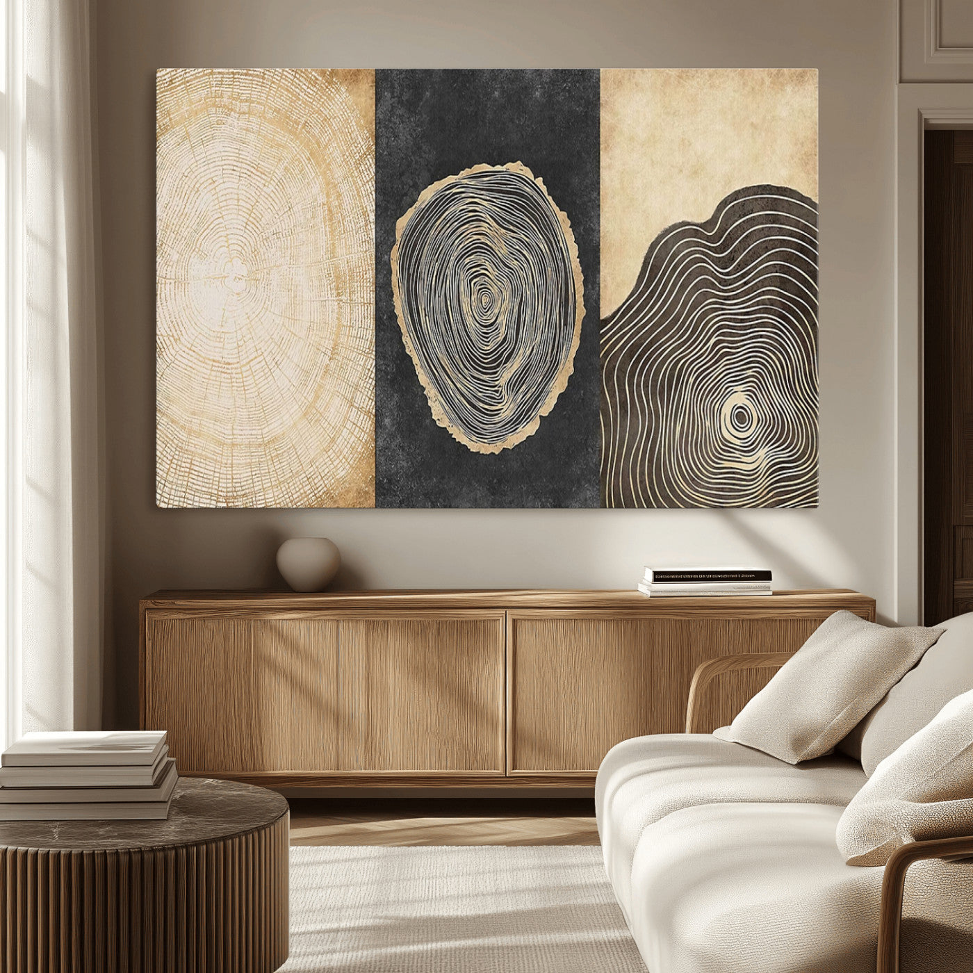 MGV-CV-36X24 - Tree Rings Canvas Wall Art Print – Minimalist Natural History in Modern Decor - Minimalist Boho Wall