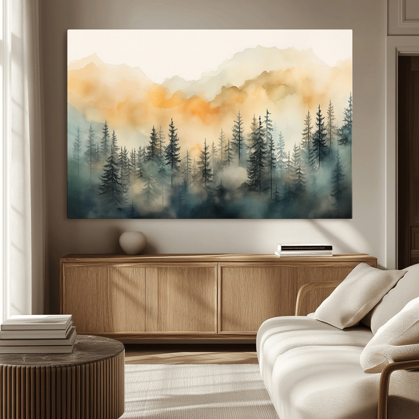 34155-MGV-CV-36X24-Abstract Forest Print - Mountain Wall Art | Autumn Landscape Canvas Print for Living Room, Bedroom,