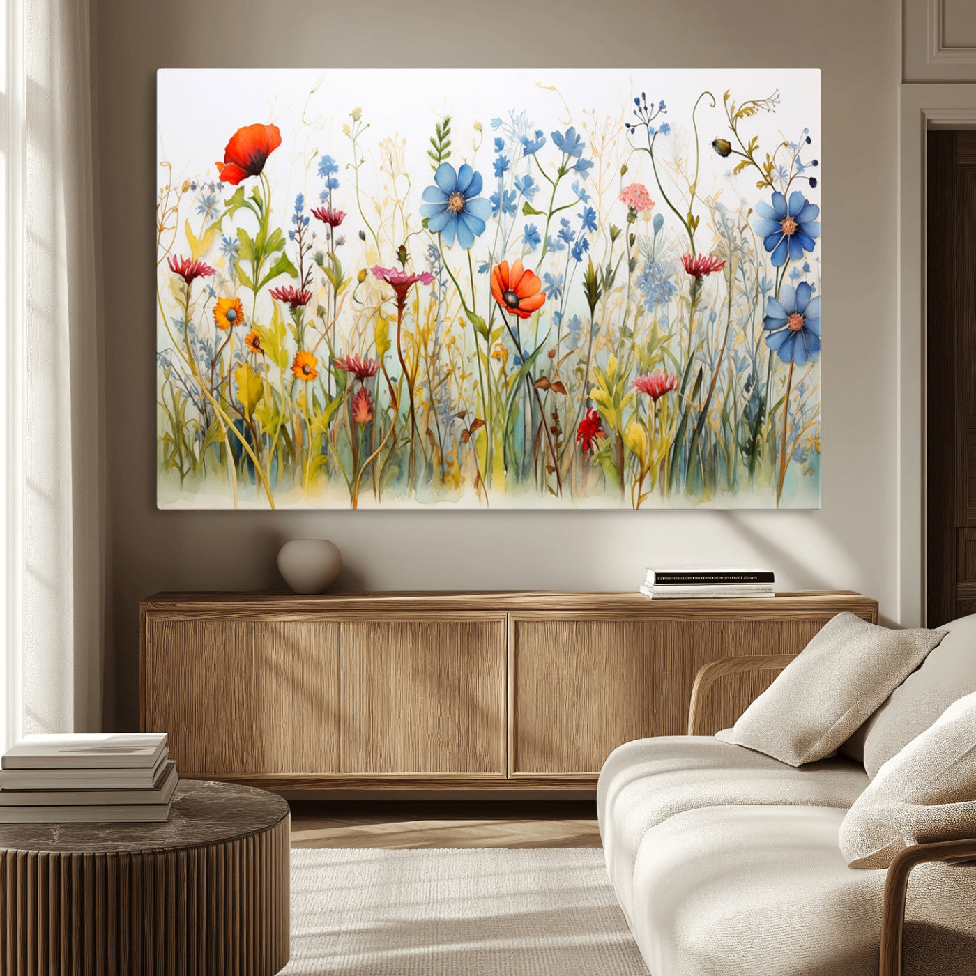 45019-MGV-CV-36X24-Colorful Wildflower Canvas Wall Art - Vibrant Floral Botanical Print, Bright Nature Decor for Living