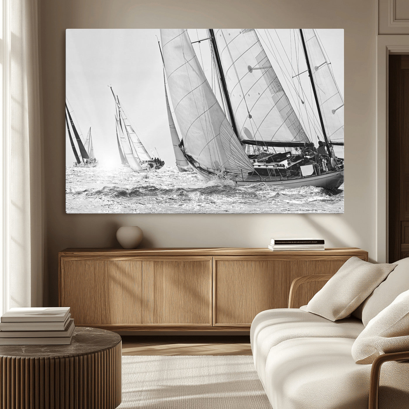 MGV-CV-36X24 - Yacht Sailboat Regatta Canvas Wall Art Canvas Print