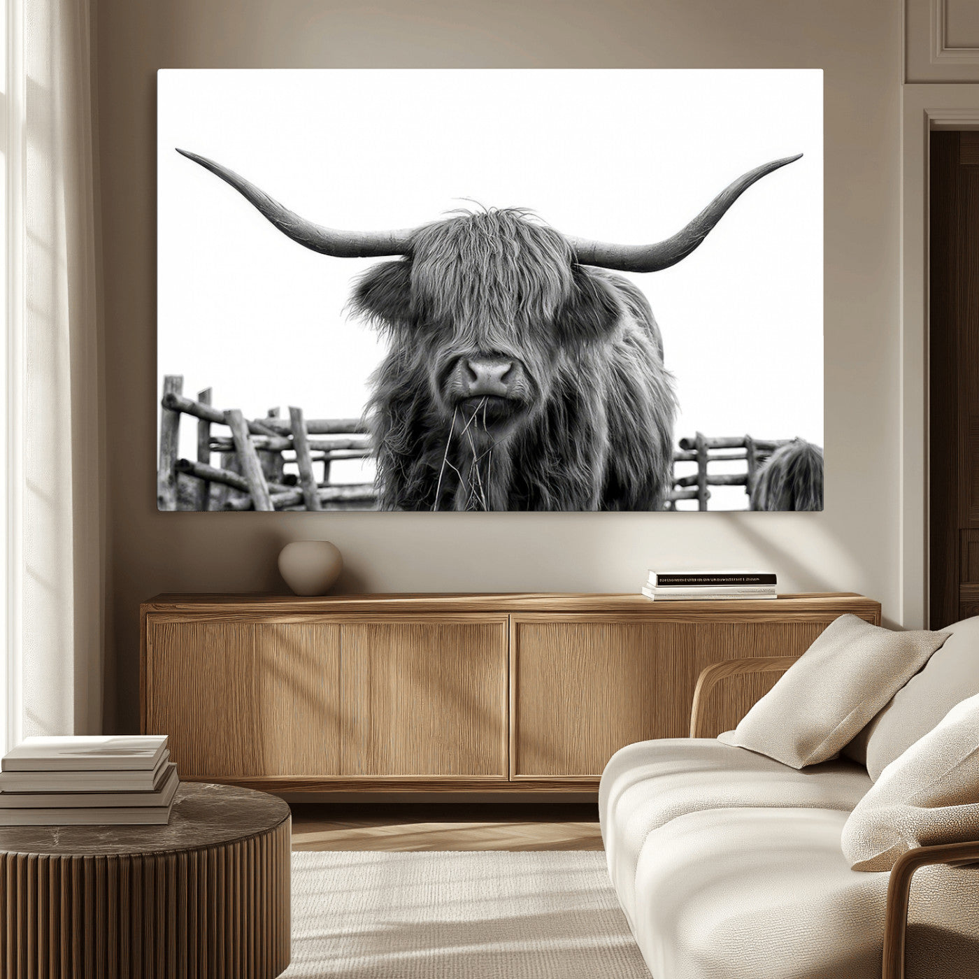 -Longhorn Canvas Print, Bighorn Cow Wall Art Canvas Print