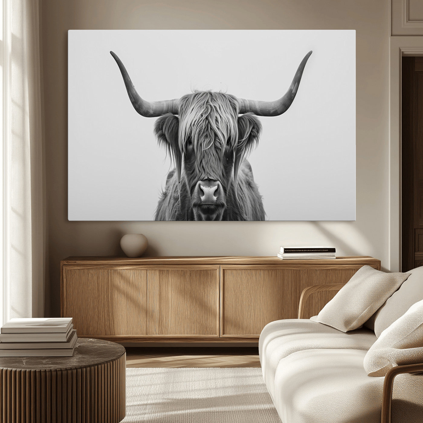35820-MGV-CV-36X24-Farmhouse Longhorn Wall Art Canvas Print, Longhorn Texas Wall Art Canvas Print