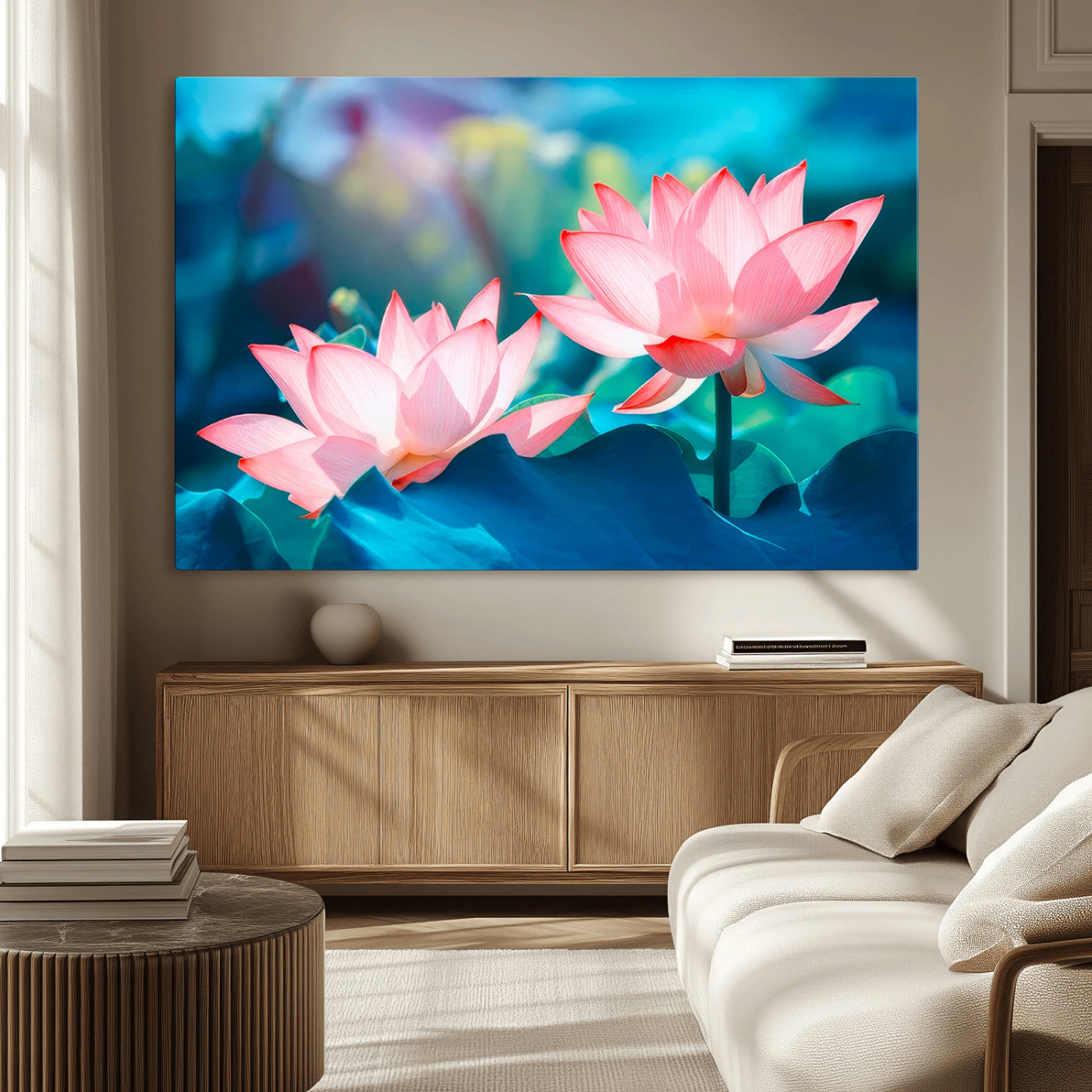 32559-MGV-CV-36X24-Pink Lotus Flower Canvas Wall Art | Vibrant Floral Wall Decor for Living Room, Office, or Bedroom |