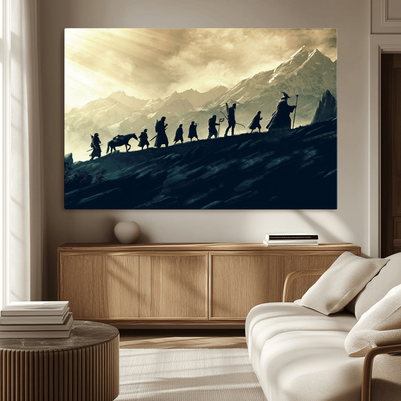 MGV-CV-36X24 - Lord of the Rings Silhouette Wall Art Capturing the Epic Quest Through Middle-Earth - The