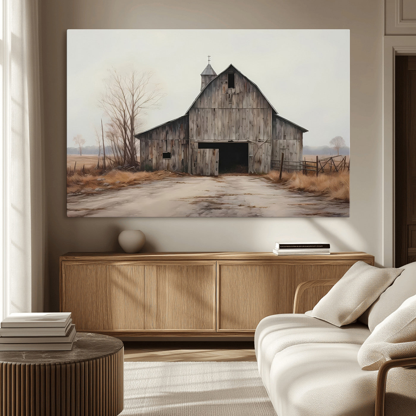 MGV-CV-36X24 - Farmhouse Rustic Barn Wall Art Canvas Print – Framed and Ready to Hang – Perfect Addition to