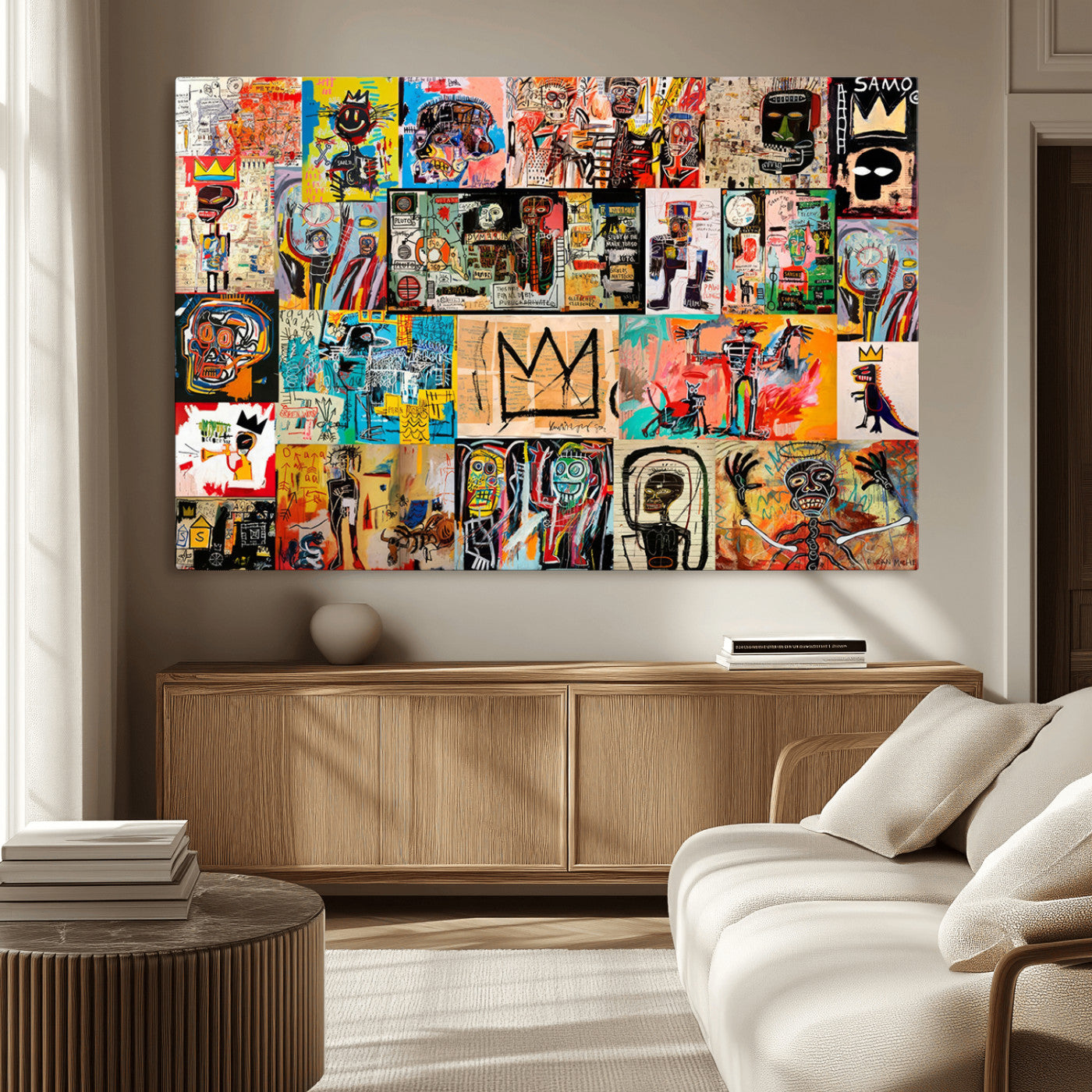 MGV-CV-36X24 - Abstract Art Collage Wall Art Canvas Print – Framed, Ready to Hang, Urban Graffiti Style