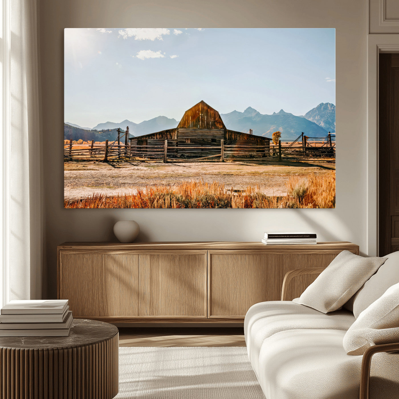 MGV-CV-36X24 - Vintage Old Barn Field Wall Art Canvas Print for Farmhouse Decor - Rustic Barn Wall Art Canvas Print