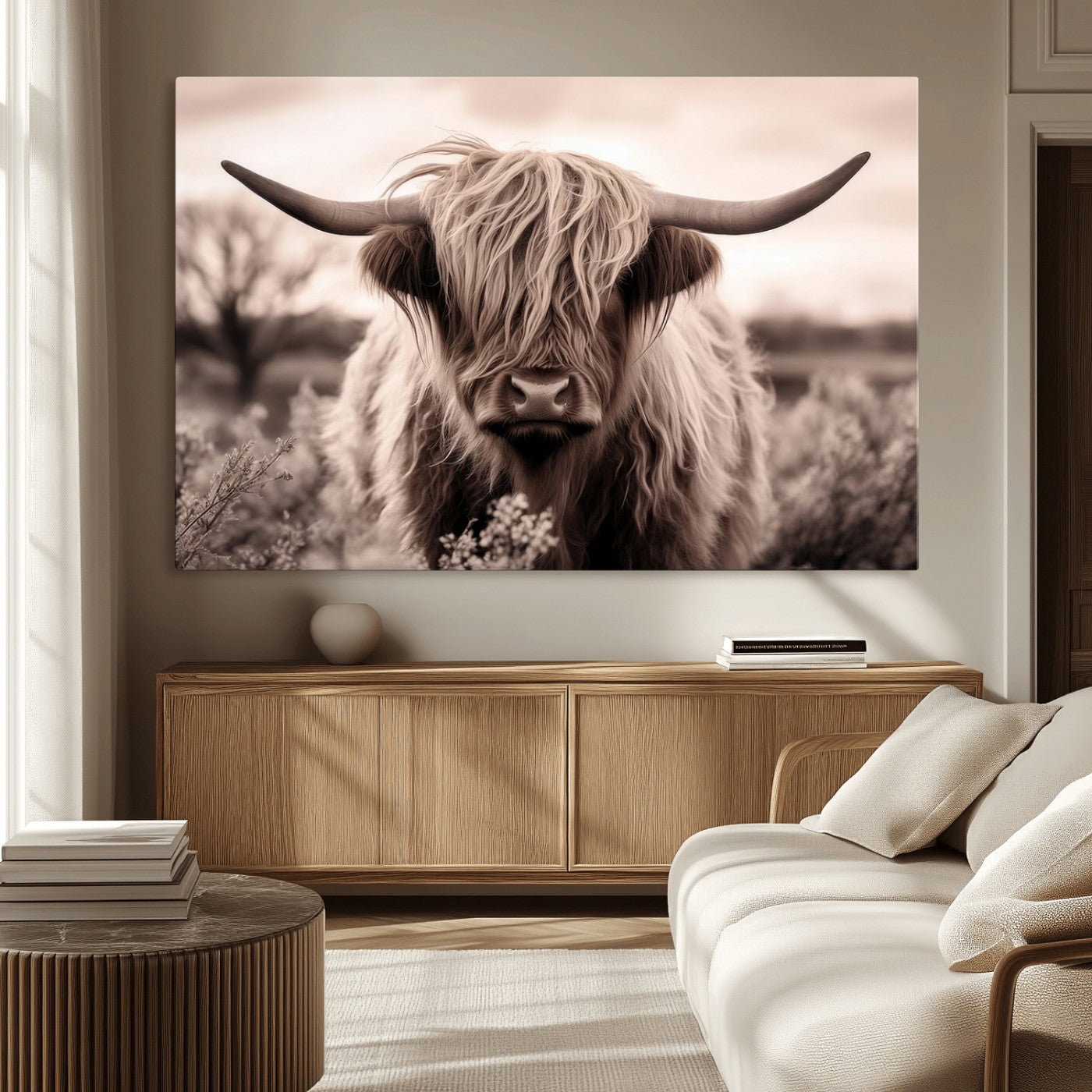 MGV-CV-36X24 - Scottish Cow Longhorn Wall Art Canvas Print