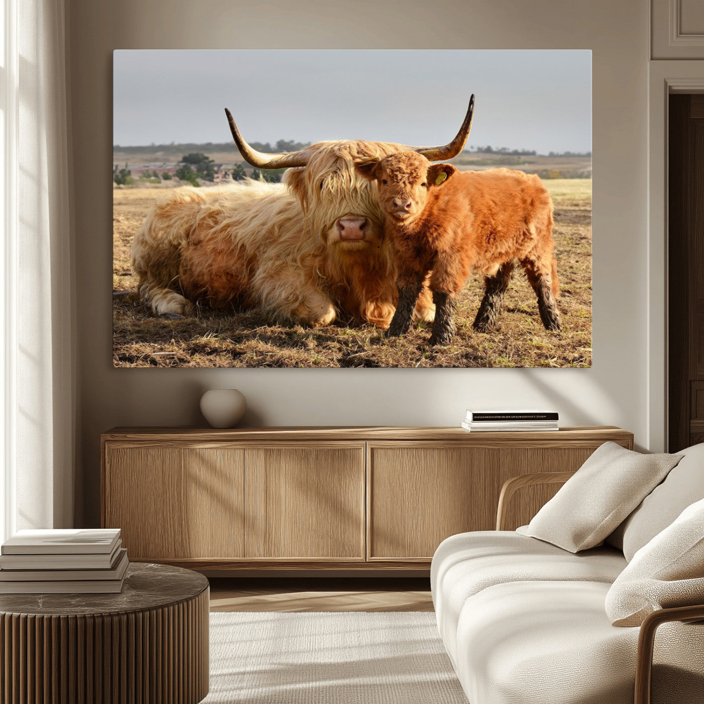 MGV-CV-36X24 - Highland Cow Canvas Wall Art Animal Print for Farm House Decor