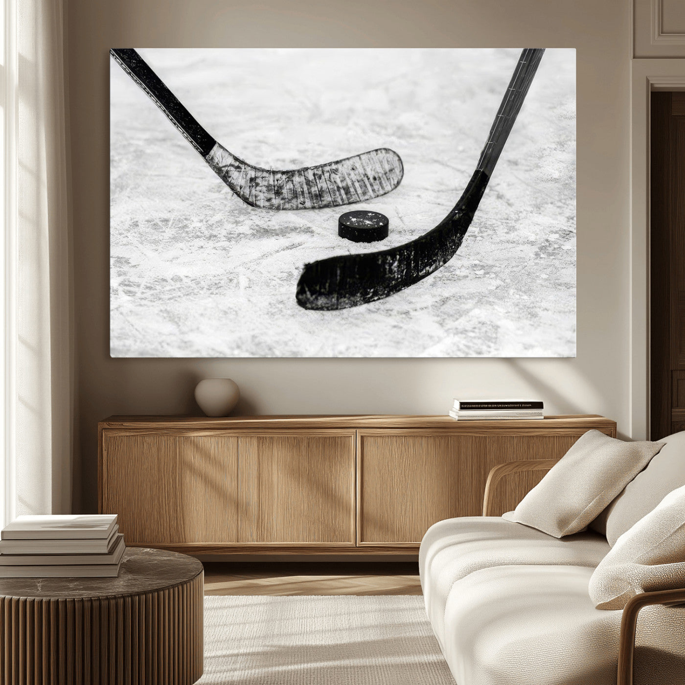 82900-MGV-CV-36X24-Winter Ice Hockey Sport Canvas Wall Art Print - Hockey Wall Art Print