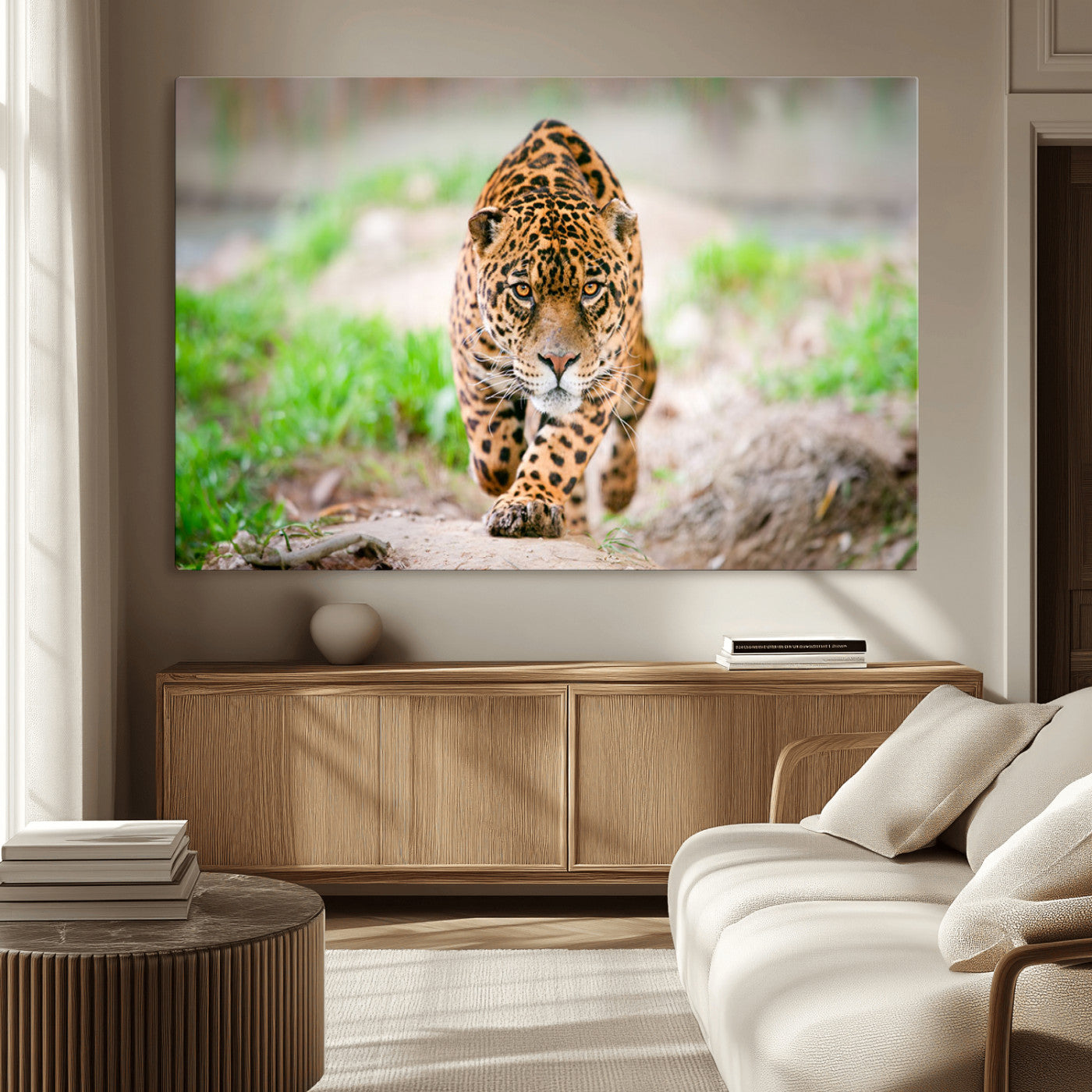 -Leopard on the Prowl - Stunning Large Framed Leopard Wall Art Canvas Wall Art for Living Room,