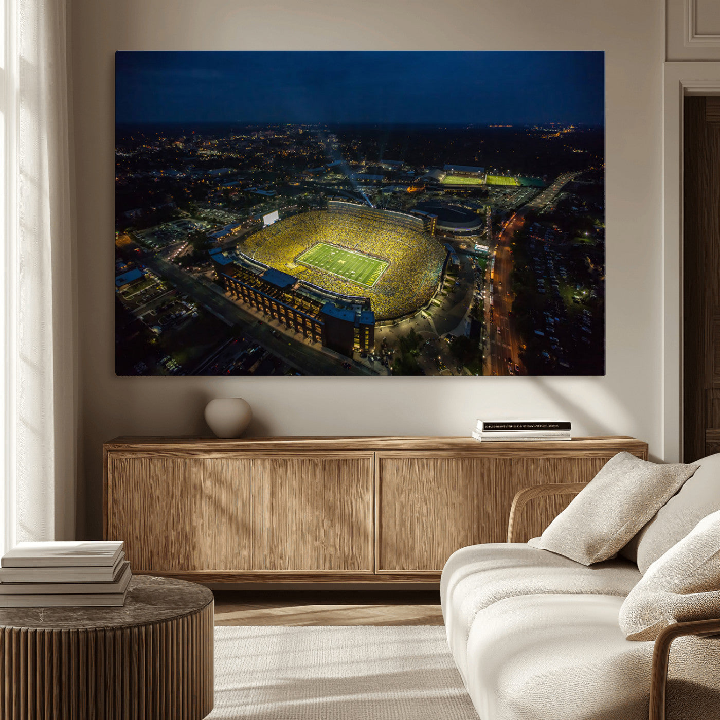 -Michigan Wolverines Football Team Print - Michigan Stadium Wall Art Canvas Print