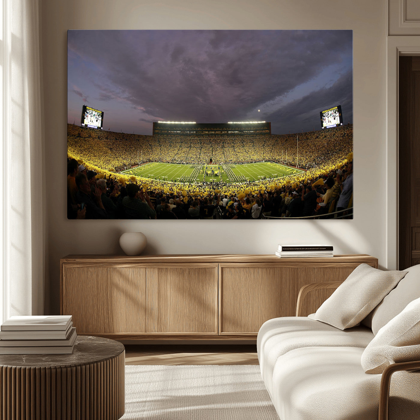 MGV-CV-36X24 - Michigan Wolverines Football Team Print - Michigan Stadium Wall Art Canvas Print