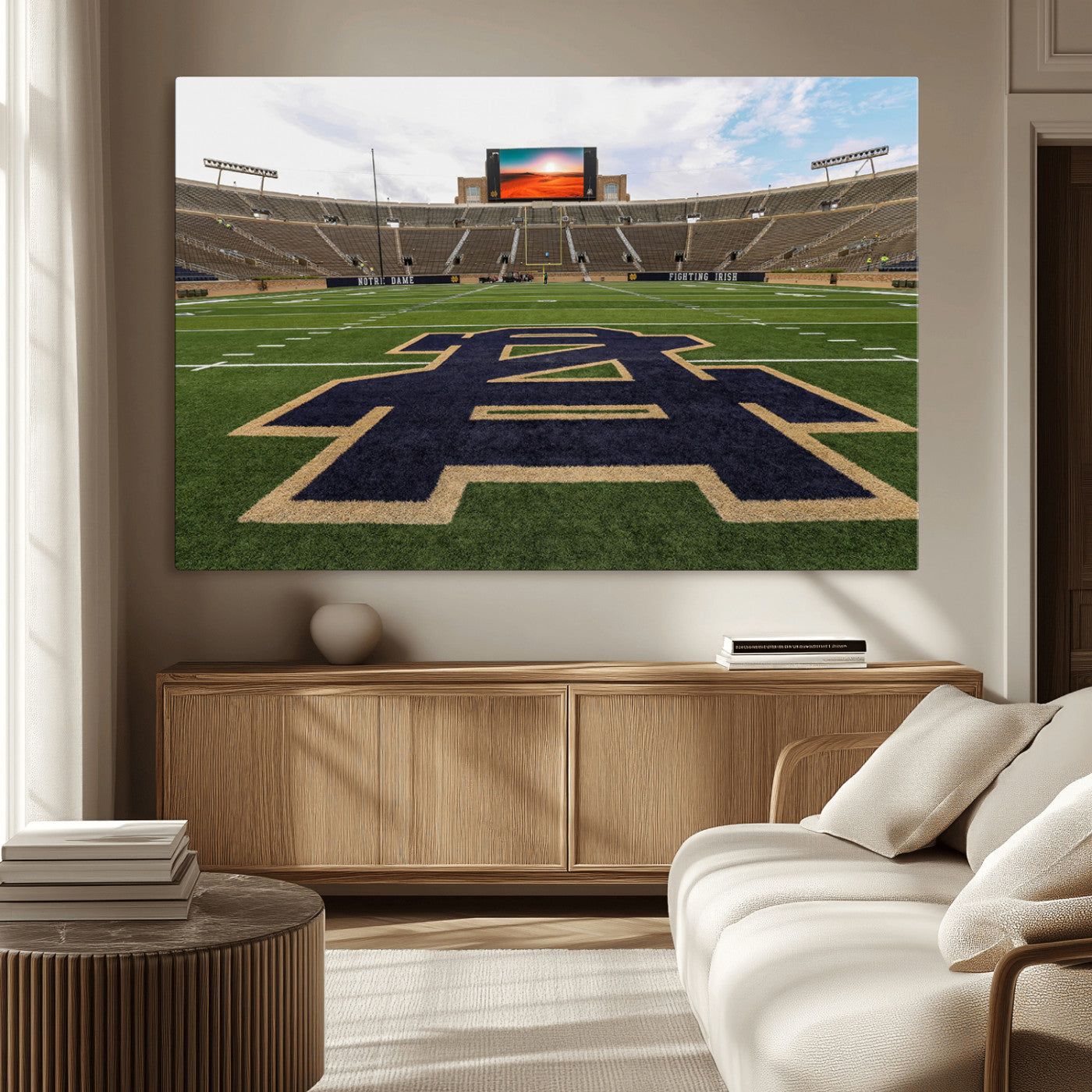 MGV-CV-36X24 - Notre Dame Stadium Wall Art Canvas Print, Framed Indiana Stadium Art Picture Print, Notre Dame Field Perfect Sport Room Decor Artwork