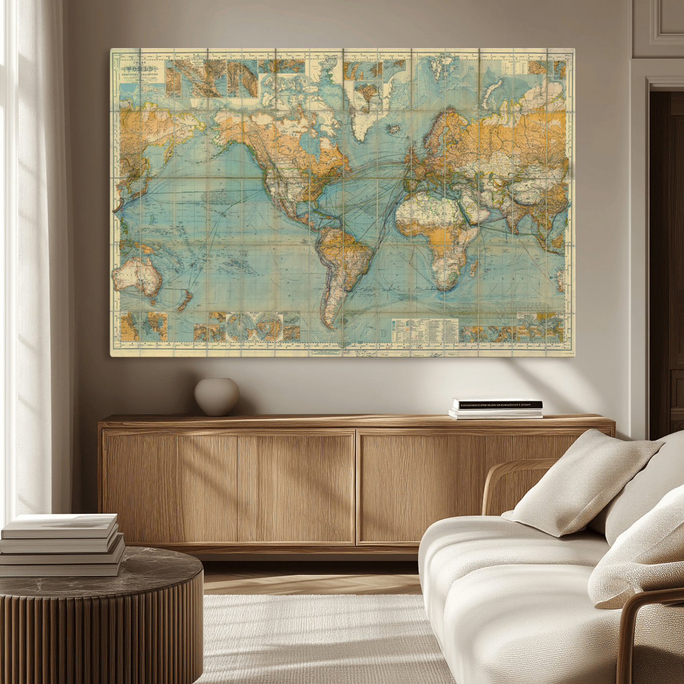 MGV-CV-36X24 - Push Pin World Map Canvas Print – Framed Wall Art for Couples to Track Their Travels – Anniversary