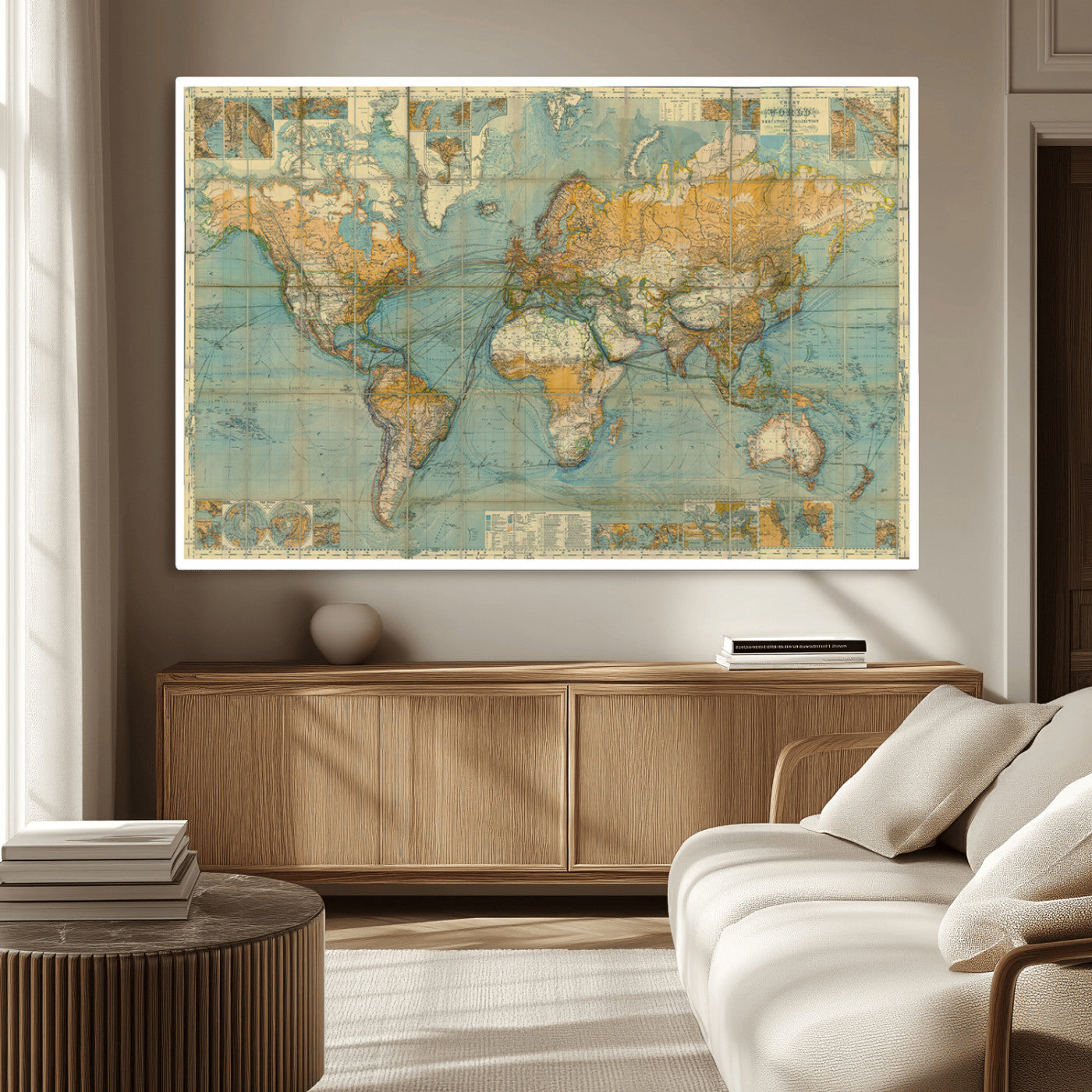 MGV-CV-36X24 - Push Pin World Map Canvas Print – Framed Wall Art for Couples to Track Their Travels – Anniversary