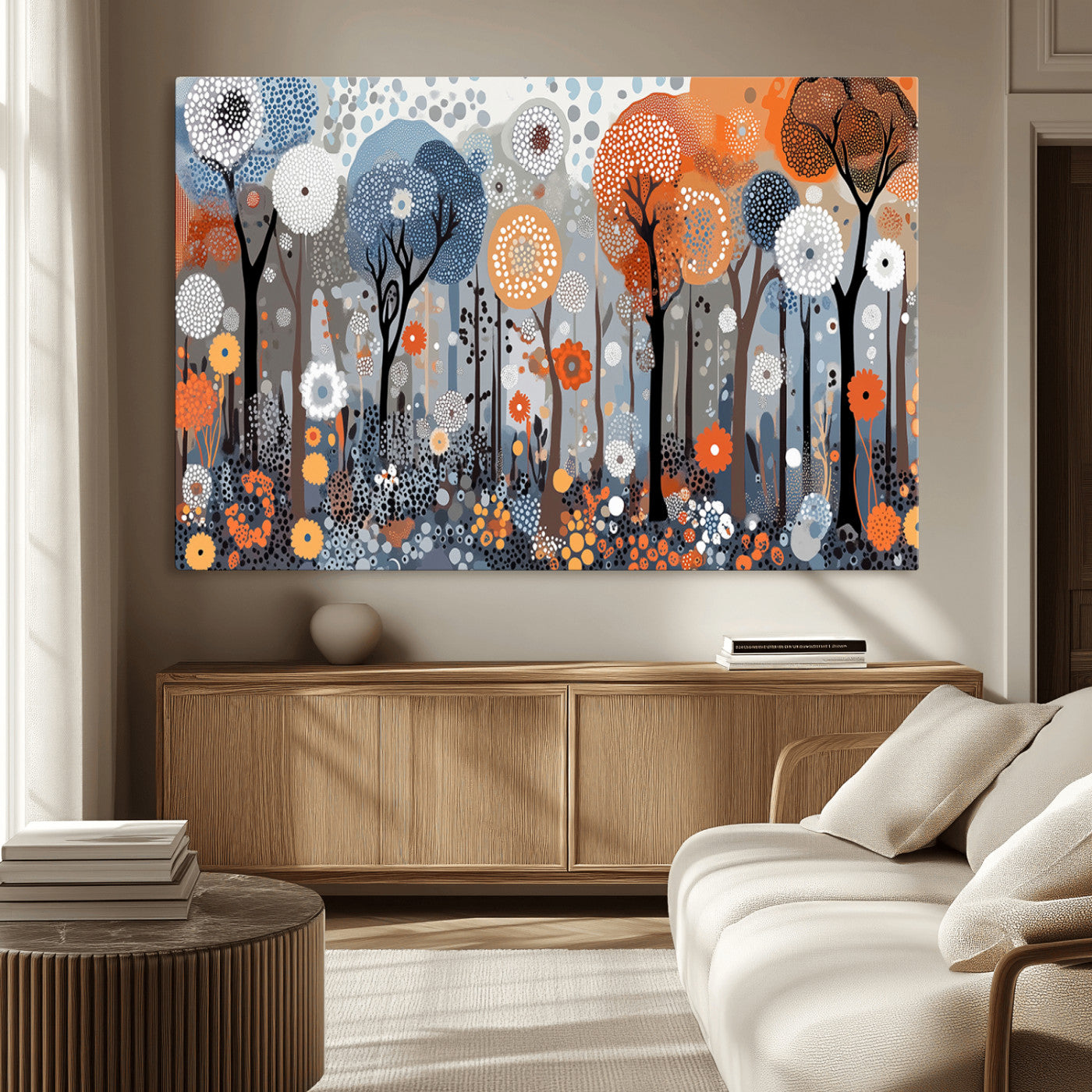 MGV-CV-36X24 - Abstract Winter Landscape Canvas Wall Art Print - Large Colorful Nature Wall Decor