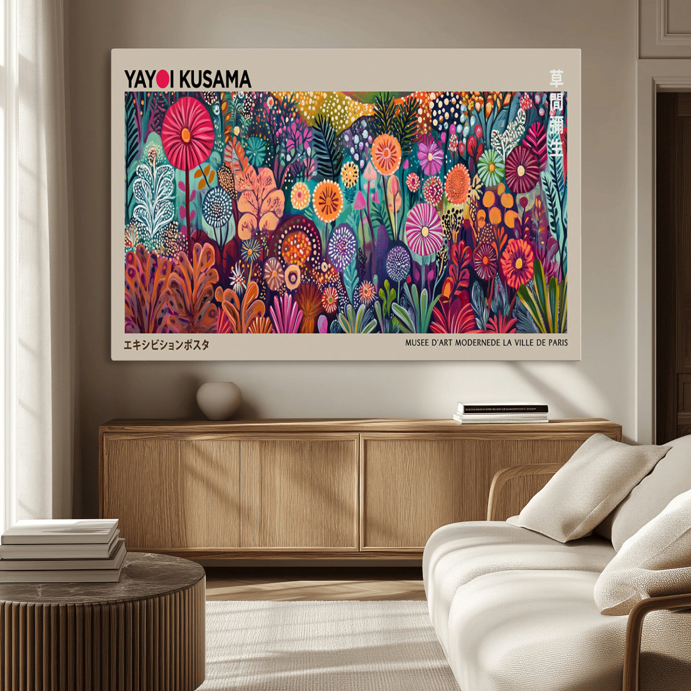 MGV-CV-36X24 - Yayoi Kusama Wall Art Canvas Print, Abstract Art, Large Yayoi Kusama Framed Wall Art Print, Japanese