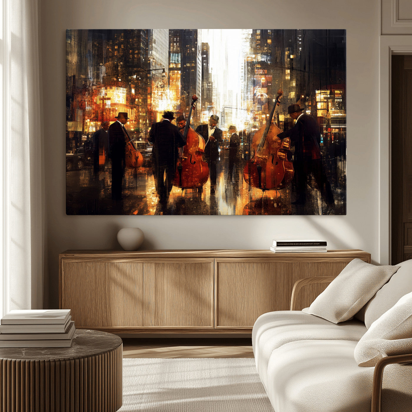 MGV-CV-36X24 - Abstract Jazz Art Wall Art Canvas Print - Framed Abstract Music Canvas - Colorful Instrument Poster