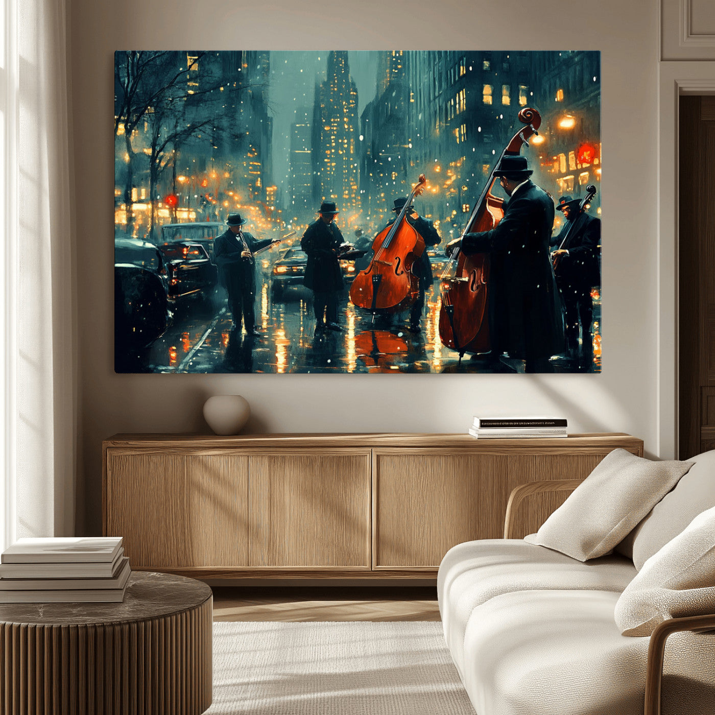MGV-CV-36X24 - African American Jazz Art Print - Framed Abstract Music Canvas - Colorful Instrument Poster for