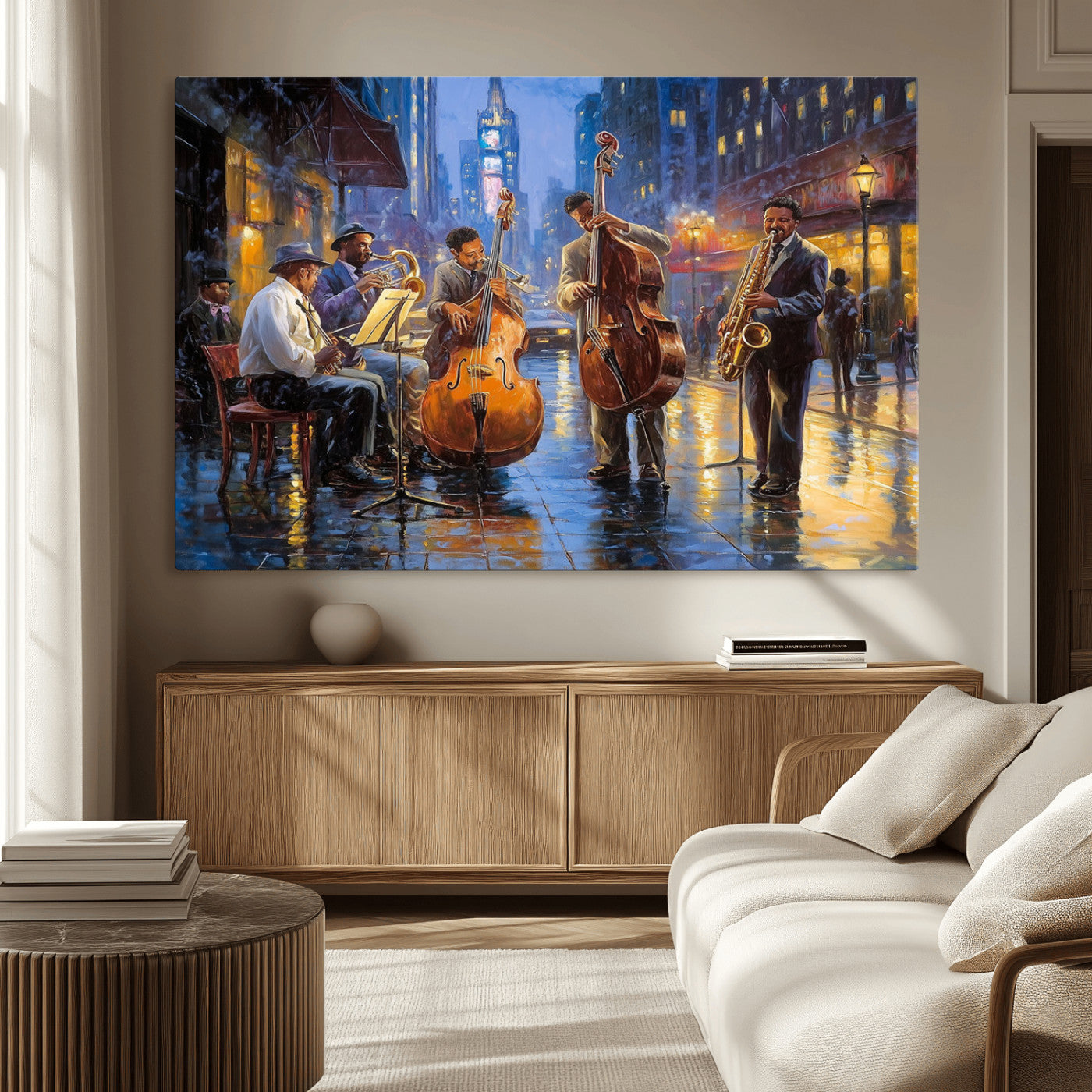 MGV-CV-36X24 - Colorful Jazz Wall Art - African American Music Canvas Print - Framed Abstract Music Poster for Home
