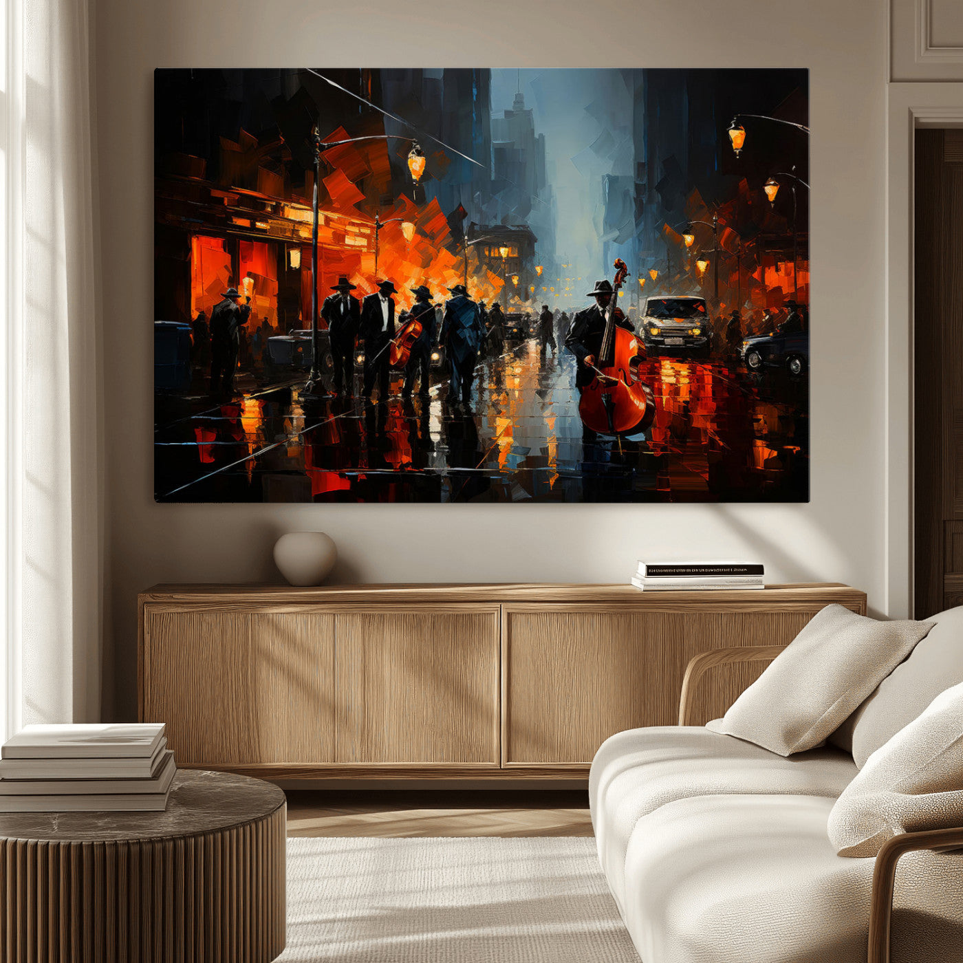 MGV-CV-36X24 - Winston Porter Jazz Wall Art - African American Music Canvas - Abstract Colorful Music Art - Framed