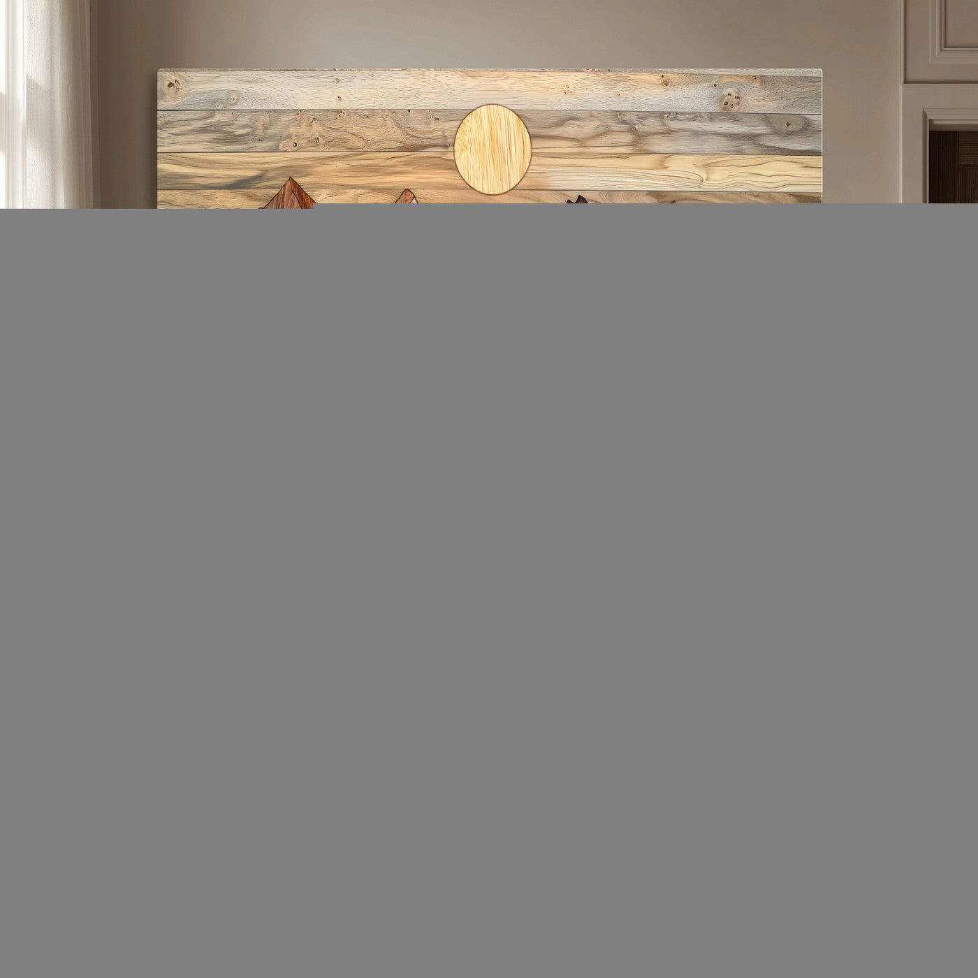 MGV-CV-36X24 - Wood Mountain Wall Art Canvas Print, Framed Boho Wood Art Picture Print, Abstract Woodland Perfect Farmhouse Decor Artwork