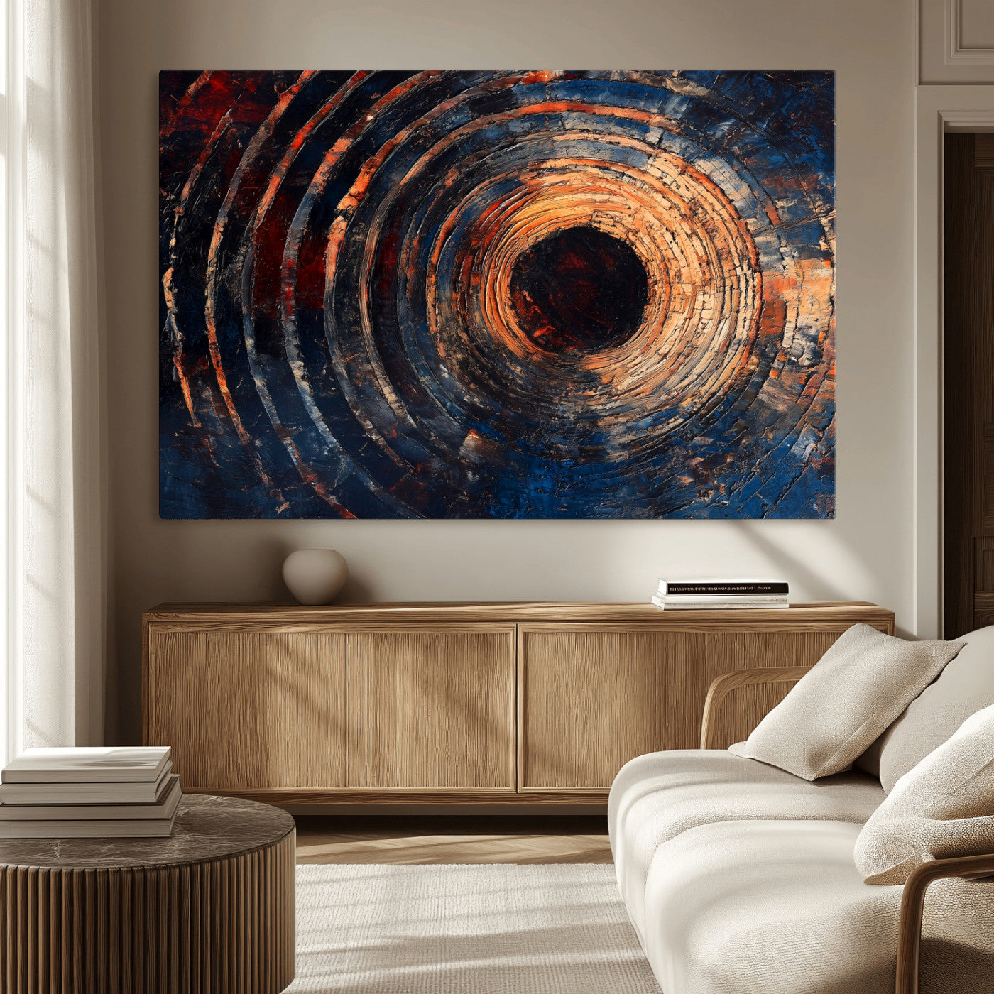 MGV-CV-36X24 - Wood Tree Ring Wall Art Canvas Print, Framed Natural Wood Art Picture Print, Rustic Tree Slice Perfect Rustic Decor Artwork