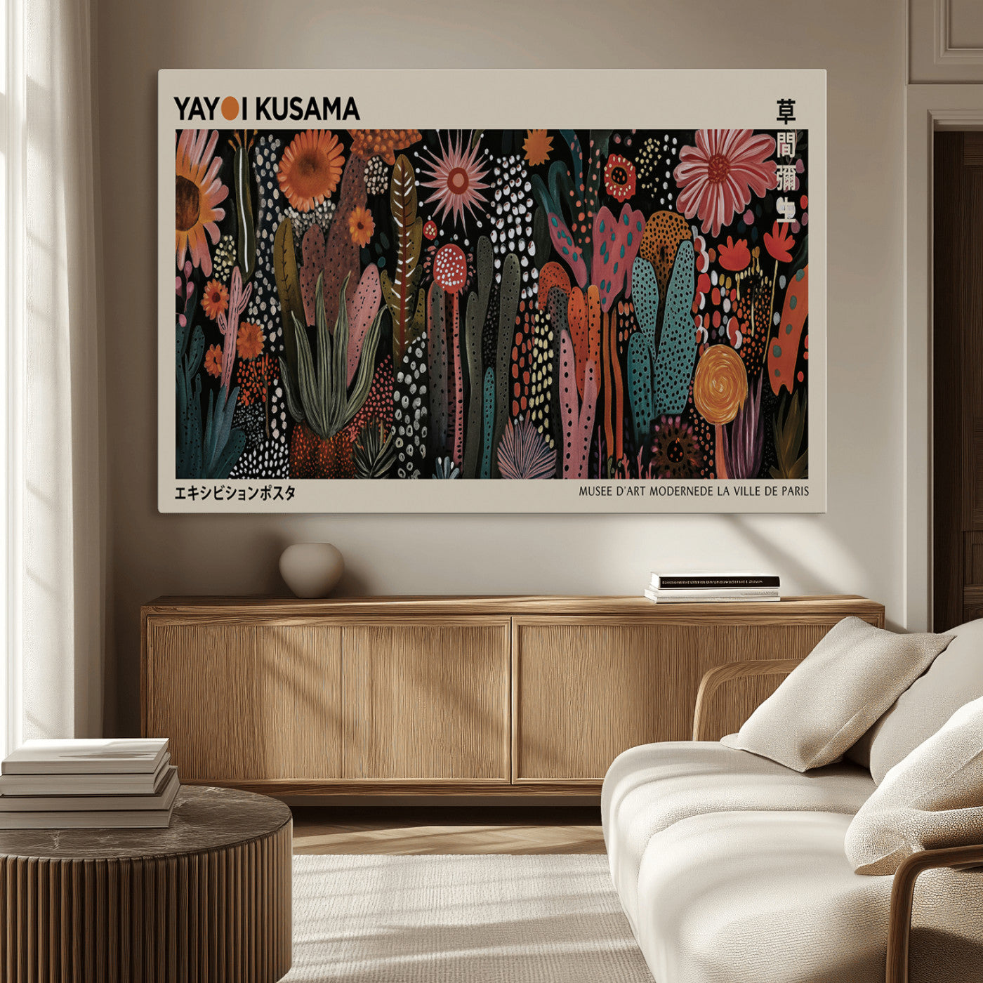 MGV-CV-36X24 - Modern Japanese Wall Art Print Yayoi Kusama Canvas Wall Art Abstract Mount Fuji Canvas Print