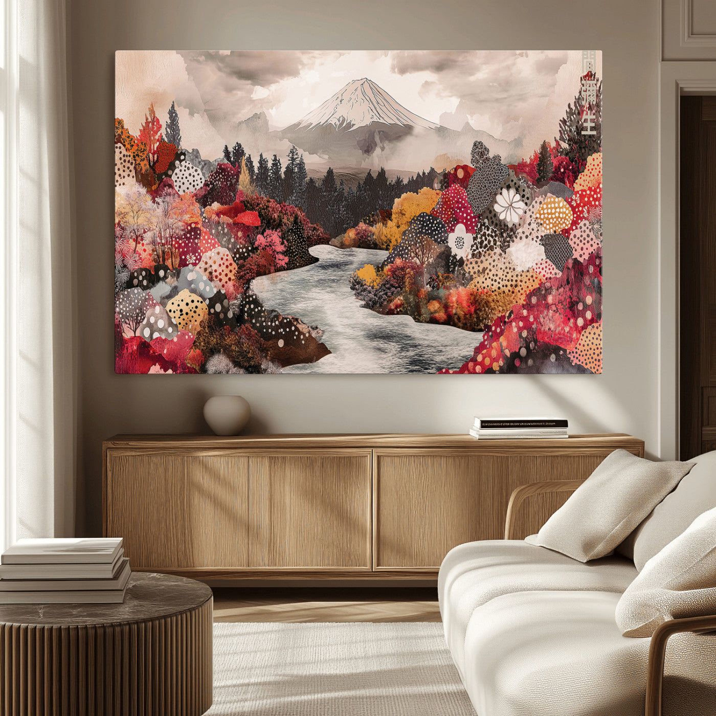MGV-CV-36X24 - Mountain Wall Art Wall Art Canvas Print, Framed Autumn Forest Art Picture Print, Cottagecore Landscape Perfect Cottagecore Boho Decor Artwork