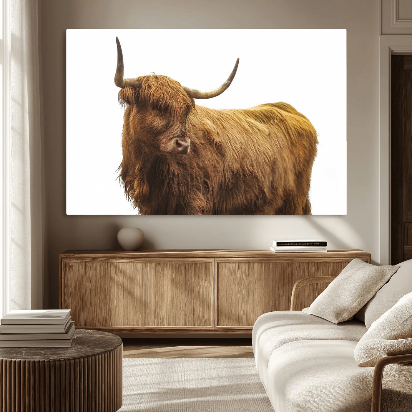 MGV-CV-36X24 - Highland Cow Wall Art Canvas Print, Framed Farmhouse Wall Art Art Picture Print, Rustic Animal Decor Perfect Rustic Farmhouse Decor Artwork
