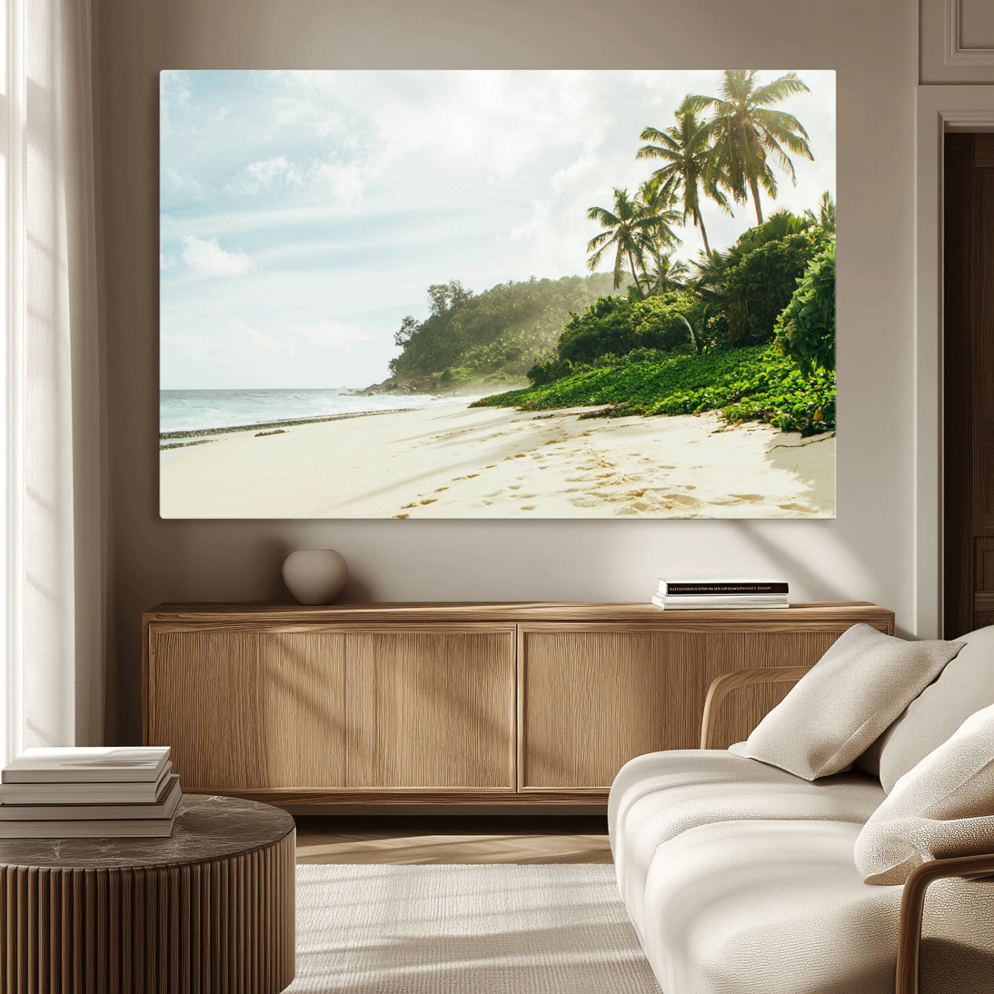 MGV-CV-36X24 - Relaxing Beach Wall Art Canvas Print, Framed Ocean View Art Picture Print, Coastal Serenity Perfect Tropical Coastal Decor Artwork