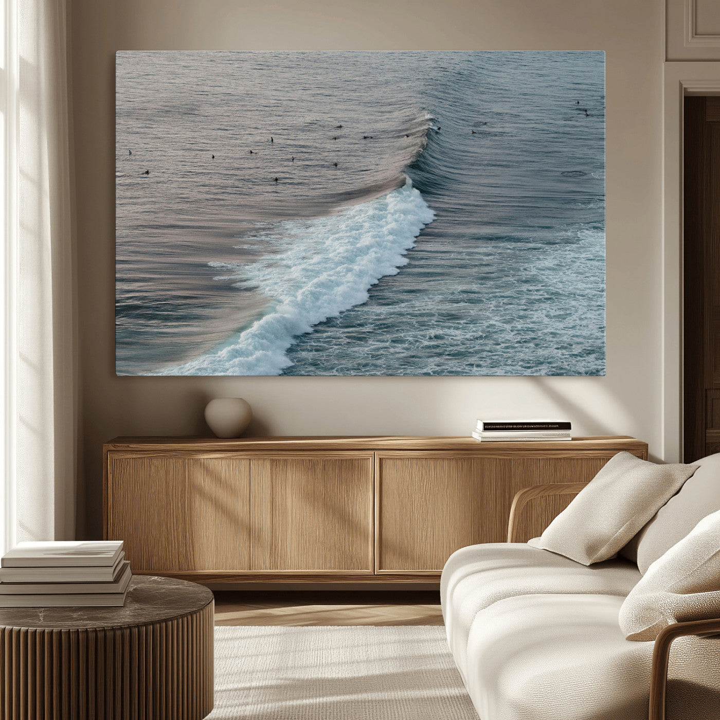 MGV-CV-36X24 - Ocean Waves Wall Art Canvas Print, Framed Coastal Serenity Art Picture Print, Surf Perfect Coastal Decor Artwork
