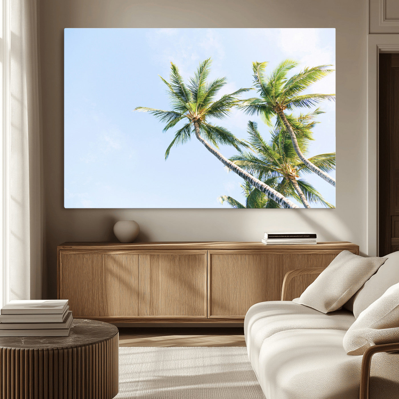 MGV-CV-36X24 - Palm Trees Wall Art Canvas Print, Framed Tropical Art Picture Print, Coastal Perfect Tropical Decor Artwork