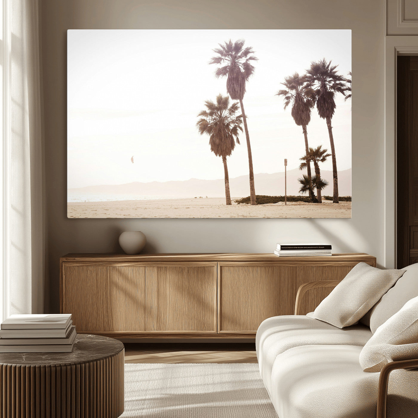 MGV-CV-36X24 - Coastal Light Wall Art Canvas Print, Framed Relaxing Shoreline Art Picture Print, Minimalist Ocean Perfect Tropical Serenity Decor Artwork