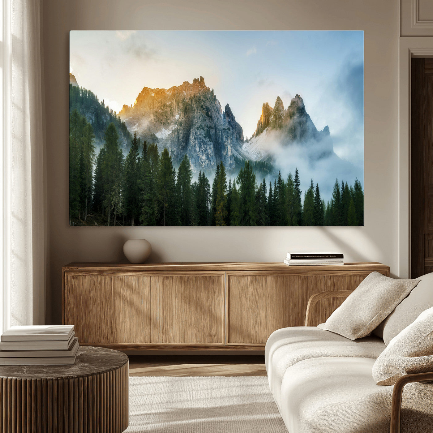 MGV-CV-36X24 - Wilderness Wall Art Wall Art Canvas Print, Framed Nature Landscape Decor Art Picture Print, Misty Forest Photography Perfect Rustic Nature Decor Artwork