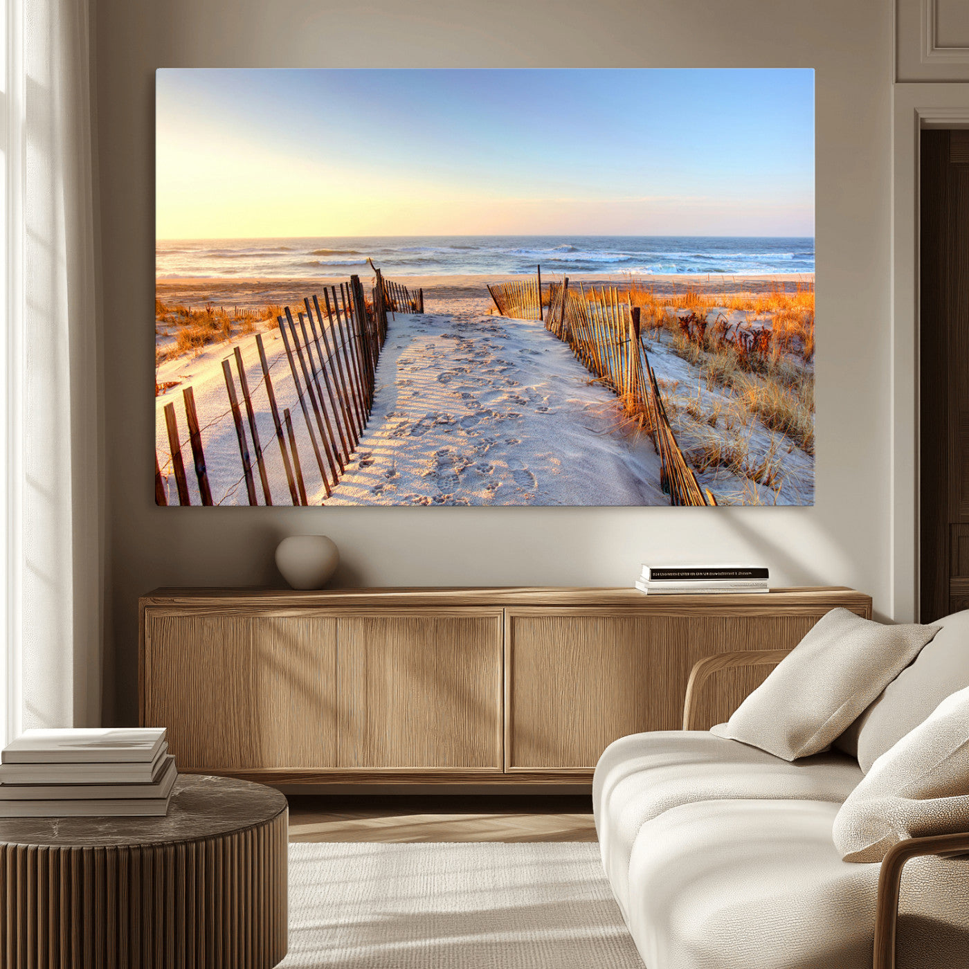 MGV-CV-36X24 - Ocean Sunset Wall Art Wall Art Canvas Print, Framed Nautical Photography Art Picture Print, Summer Beach House Decor Perfect Coastal Serenity Decor Artwork