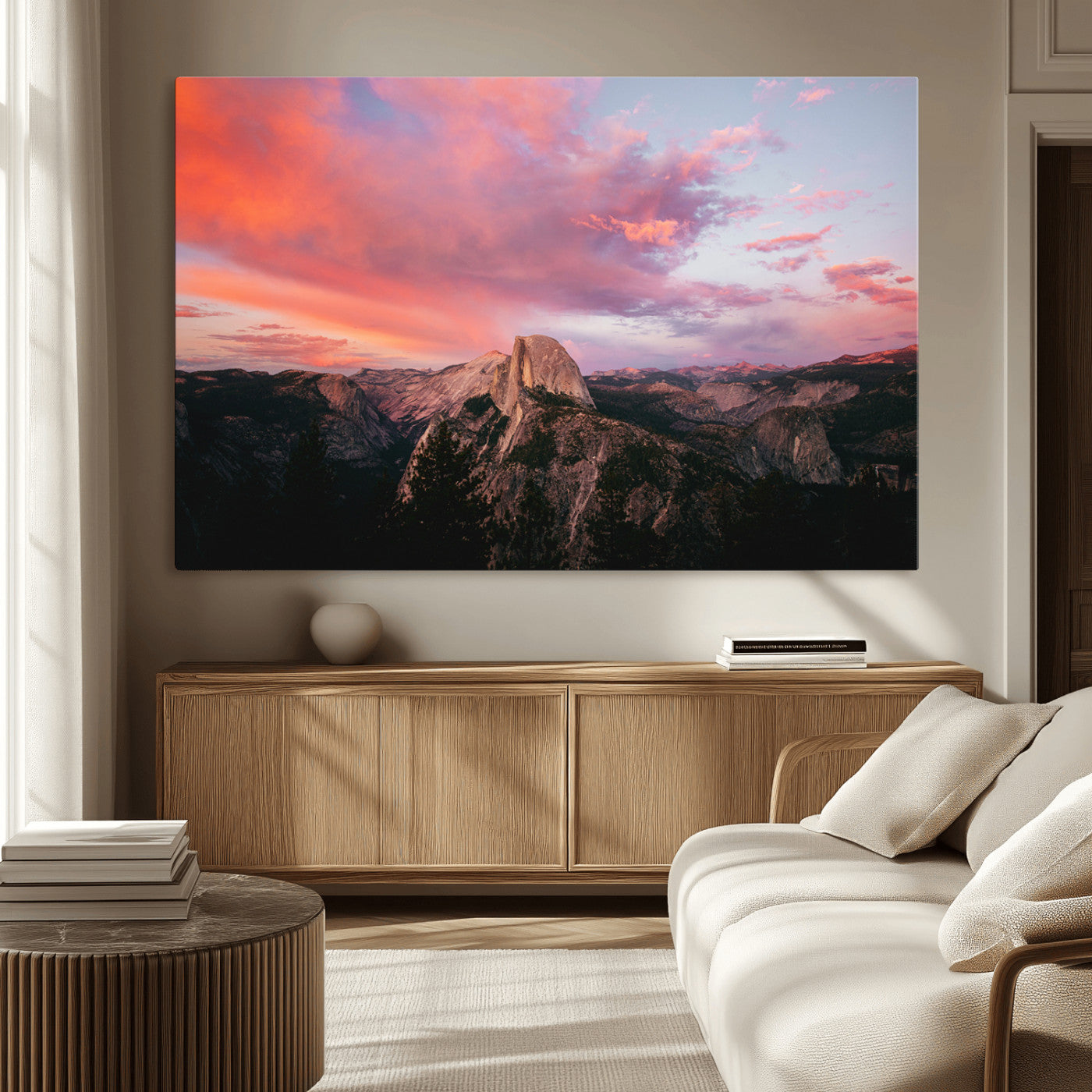 MGV-CV-36X24 - Half Dome Wall Art Canvas Print, Framed Yosemite National Park Art Picture Print, Dramatic Sunset Perfect Adventurous Wilderness Decor Artwork